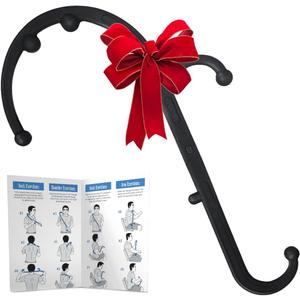 LiBa Back and Neck Massager - Trigger Point Massage Tools for Pain Relief and Manual Massage Hook Therapy Handheld Back Neck Shoulder Massager Black - Gift for Women & Men