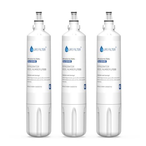 Lifefilter Water Filter Replacement for Sub-Zero 4204490, 4290510, 9030868 Refrigerator Water Filter, 3 Pack