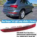 Rear Bumper Tail Light Lamp w/Bulbs & Harness Compatible with 2009-2017 Audi Q5 & 2014-2017 Audi Q5S Rear Bumper Reflector Lower Tail Light Replaces # 8R0945096 8R0945096B (Right Passenger Side)