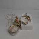 20 Pieces European Ceramic Tea Set for Adults With Metal Holder and Flower Painting (Large Cream Version)