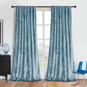 Light Blue Curtains 96 inches - Luxury Room Darkening Velvet Drapes for Living Room Thermal Insulated Panels for Large Window Home Decor Drapery for Bedroom, 52 x 96, Set of 2