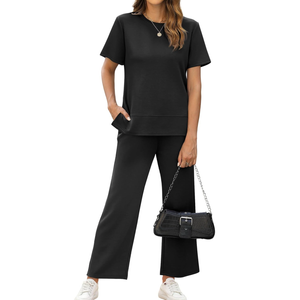 XIEERDUO Women's 2 Piece Lounge Set Fashion Travel Outfits Vacation Tracksuit Comfy Wide Leg Airport Loungewear S-3XL