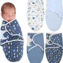 Newwiee 4 Pcs Preemie Baby Swaddle Wrap Adjustable Cotton Preemie Swaddle Blanket for Newborn Boys Girls(Bear Style,Fit for Preemies)