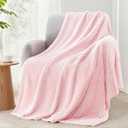 Exclusivo Mezcla Fleece Throw Blanket for Couch, Lightweight Jacquard Bed Blanket for Spring Summer, Soft Cozy Breathable Throws, Light Pink, 50x70 Inches