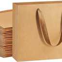 BagDream Gift Paper Bags 10.6x3.1x8.3 Gift Bags 50Pcs Heavy Duty Kraft Brown Paper Bags with Handles Soft Cloth, Party Favor Bags Shopping Bags Retail Merchandise Bags Wedding Party Gift Bags