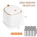 Mini Countertop Trash Can with 10 Rolls of Trash Bags,Tiny Desk Trash Cans with Press Type Lid, Desktop TrashCan Applicable for Bathroom Vanity Home Office (White)