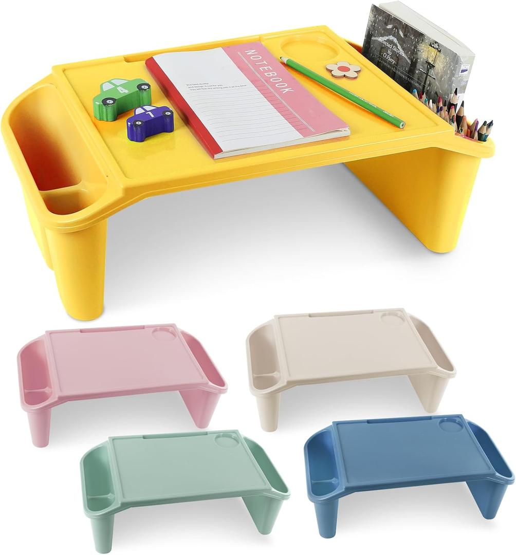 gisgfim 5 Pcs Kids Lap Desk Tray Bulk 19.7x9.6x7.1in Portable Lap Desk Kids with Storage Space Kid Lap Tray with Side Pockets Plastic Lap Bed Table for Classroom Home Car Activity Eating