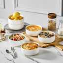 MALACASA 24 OZ Cereal Bowls, Porcelain Soup Oatmeal Bowls Set of 6, Kitchen Ceramic Serving Bowl, Dishwasher Microwave Oven Safe, White, Series LUNA