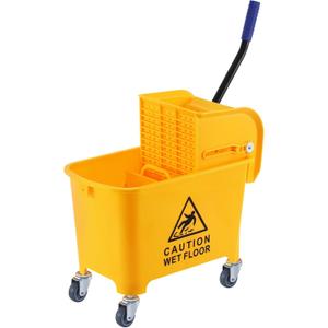Ridgeyard 5.28 Gallon Side Press Yellow Mop Bucket with Wringer, Mop Bucket with Wringer Set for Home Use, Dirty Water Separator, 11x16.92x27.55 Inch