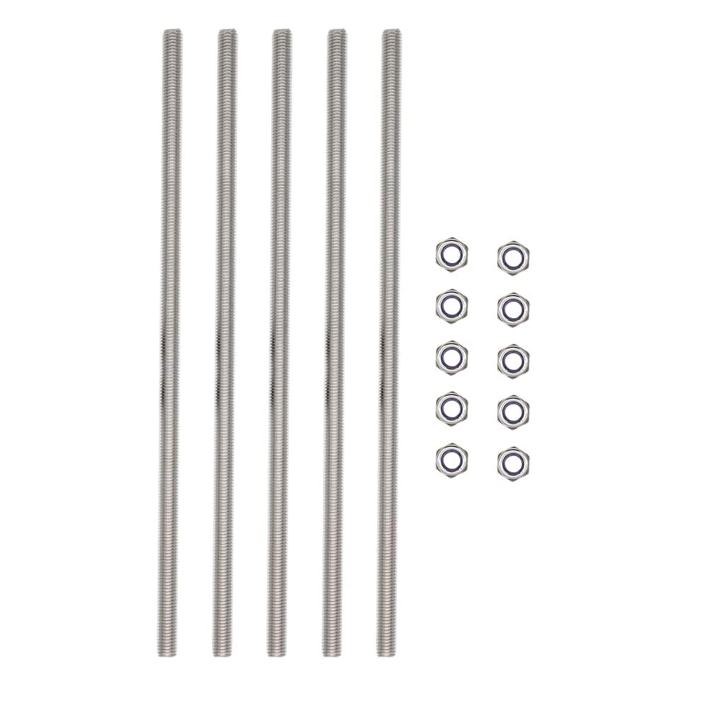 M8x250mm Fully Threaded Rod Studs Long Metric Threaded Screw 304 Stainless Steel Right Hand Threads All Threaded Rod Studs for Anchor Bolts Clamps Hangers U-Bolts 5 Pack
