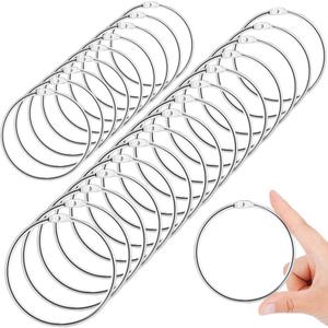 24 Pack 4 Inches Large Loose Leaf Binder Rings Curtain Hooks Rings Shower Hook for Bath Room Curtain Glide Smoothly Round Shower Rings Snap Joint Design (Silvery)