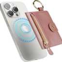 Cavor Compatible with MagSafe Wallet,Magnetic Wallet for iPhone 17/16 Pro Max/15 Pro/14 Plus/13/12 Series,for W allet magsafe with Adjustable Stand,Mag Safe Phone Card Holder Zipper-Pink
