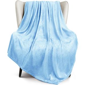 Exclusivo Mezcla Fleece Ice Blue Throw Blanket for Couch, Sofa, Super Soft and Warm Blankets, All Season, Cozy, Plush, Lightweight, 50x60 Inches