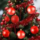 Liliful 30 Pcs Red 2.36'' Christmas Balls Ornaments with 30 Pcs Velvet Bows for Christmas Tree Shatterproof Plastic Hanging Ornaments Decorations for Holiday Wreath Indoor Outdoor Party Decor