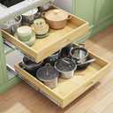Pull Out Cabinet Organizer, Soft Close Wooden Slide Out Drawers for Pots and Pans, Full-extension Roll Out Shelves for Kitchen Cabinets, Pantry Organization, Bottom & Side Mount(21"W X 21"D x 3.4''H)