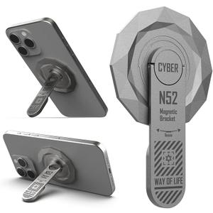 [2025 New] Magnetic Kickstand for MagSafe Phone Grip Stand, Aluminium Alloy Ultra Light & Ultra Thin, Rotation Angle Adjustment Holder for iPhone 17/16/15/14/13/12 Series (Gray)