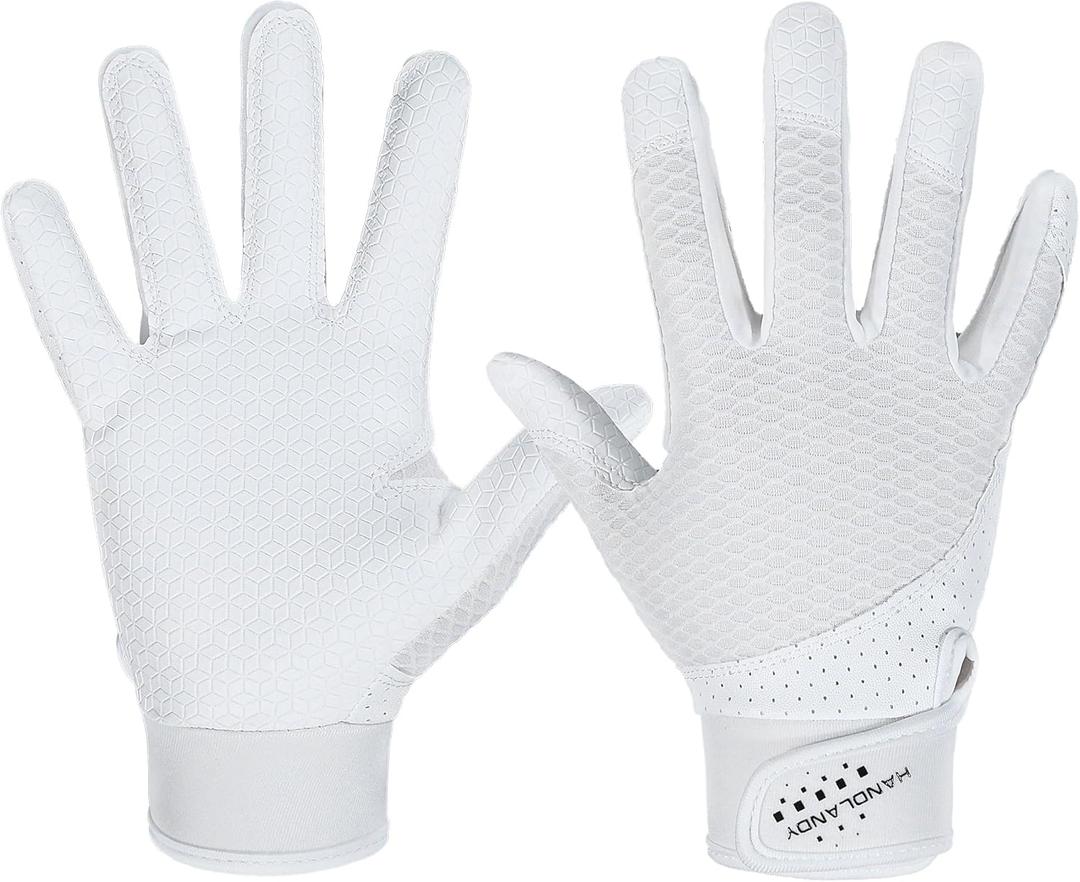 Baseball Bating Gloves Adult Youth Baseball Softball Batting Gloves Adult Kids Boys Girls (White)