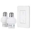 DEWENWILS Remote Control Light Bulb Socket, Wireless Light Switch for Pull Chain Light Fixture, E26 E27 Bulb Base, No Wiring, ETL Listed(1 Wall Mounted Switch+2 Socket)