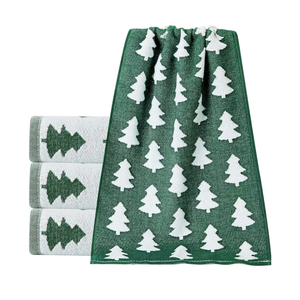 Peryiter Christmas Bathroom Hand Towels: 2 Pcs 3D Jacquard 100% Cotton Soft Christmas Tree Hand Towels for Bathroom Decorative Holiday Xmas Kitchen Gift(15.7'' x 26.7'')