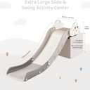 Indoor Kids Baby Couch Slide for Toddler 1-3, Sofa Slide Add-on Attachment for Bed Nugget Playgrounds, with Secure Base Guardrail, Gentle Slope Extended Buffer Zone, Fun Cute Cloud Design, White
