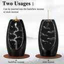 SPACEKEEPER Backflow Incense Holder Ceramic Incense Burner Waterfall, Aromatherapy Ornament Home Decor with 120 Backflow Incense Cones & 30 Incense Stick, Jet Black