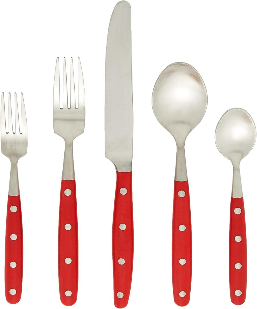 Ginkgo International Lyon Flatware Set, 10x2x4 inches, Red
