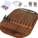 Jyquorp Horse Race Board Game Racing Game Thickened Solid Wood with 11 Luxurious Durable Classic Metal Horses with 4 Dice and 2 Boxes of Cards Horse Racing Game (Rustic Brown)