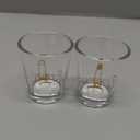 Bride and Groom Glasses 2 Pieces Ring Finger Wedding Funny Bride Wine Glass 2 oz Mr and Mrs Engagement Gifts Stemless for Newlyweds Couples(Classic,1.93 Inch) (Gold)