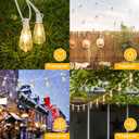 Brightever 50FT Outdoor String Lights Weatherproof, Patio Lights with 25+2 ST38 Edison Shatterproof Bulbs, Commercial Grade Warm White LED String Lights Decorative for Christmas, Wedding, Party, White