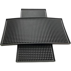 XieNie Bar Mat, 6" x 12" Black Small Coffee Mat for Home Bar Kitchen Countertop, Non-Slip Rubber Service Spill Mat for Cocktail Bartender Accessories, PVC Counter Top Cup Glasses Drying Mats, 2Pac