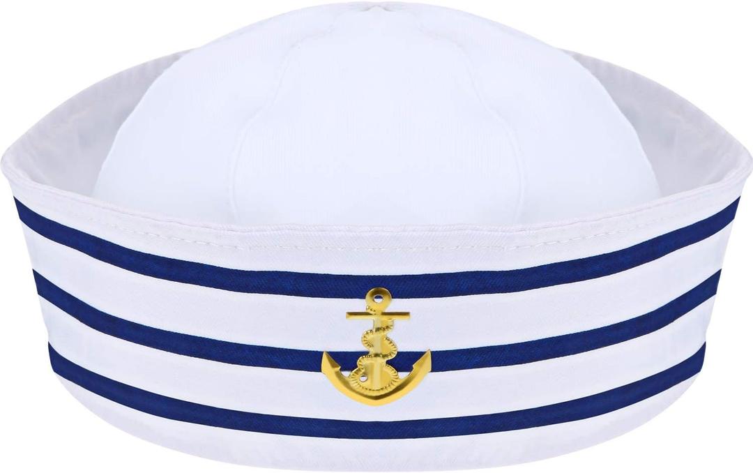 Syhood Sailor Hat White Sailor Captain Cap for Men Women Kids Adult Halloween Cosplay Costume Accessories
