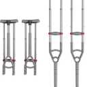 Adjustable Crutches with Padded Grips Height Adjustable Mobility Aid, Aluminum Underarm Support 330LB Adjustable Height 38.2-61.8 in Non-Slip Tips, Tool-Free Setup One Pair