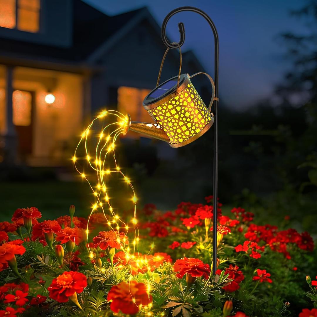Solar Watering Can Lights Waterproof, Solar Lights Outdoor Decorative Garden Decor Metal Hanging Lights for Outside Patio Pathway Yard, Christmas Birthday Gardening Gifts