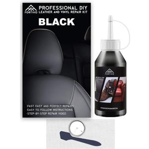 FORTIVO Black Leather and Vinyl Repair Kit - Repair and Restore Furniture, Couches, Car Seats, Jackets, Purses, Belts, Shoes, Works on Genuine, Italian, Bonded, PU, Pleather, No Heat Needed