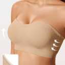 LetsJoli Push Up Strapless Bras for Women Supportive Bandeau Bra Non Slip Wireless No Underwire Padded Tube Bra (S)