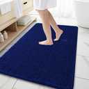OLANLY Bathroom Rugs 59x35, Extra Soft Absorbent Chenille Bath Rugs, Rubber Backing Quick Dry, Machine Washable Bath Mats for Bathroom Floor, Tub and Shower, Home Decor Accessories, Navy