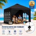 10x10 Pop Up Canopy with Sidewalls- Portable Sun Shade Beach Tent, Gazebo Heavy Duty with Cover Wheeled Bag, Ideal for Parties, Backyard, Camping (Black)