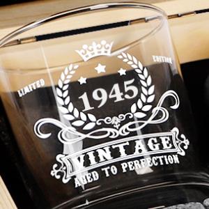 LIGHTEN LIFE 80th Birthday Gifts for Men 12 OZ,1946 Whiskey Glass in Valued Wooden Box,Birthday Bourbon Glass for 80 Years Old Dad,Husband,Friend,80th Bday Gift Ideas