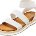 DREAM PAIRS Women’s Open Toe Ankle Strap Espadrille Flatform Platform Wedge Sandals 6.5, White