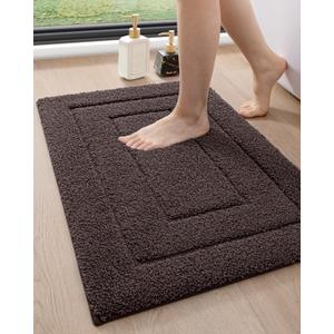 DEXI Bathroom Rug 32x20, Non Slip Washable Bath Mat for Shower Floor, Absorbent Soft Bathmat with Rubber Backing, Quick Dry Microfiber Carpet, Brown (1'8" x 2'8" (Rectangular))