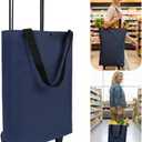 Rolling Shopping Bag, Small Shopping Cart with Wheels,Collapsible Portable Waterproof Tote for Market & Grocery RunsGift for Women & Seniors(Blue)