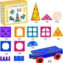 TEMI Magnet Tiles, 80 PCS Magnetism Building Toy Set, Learning and Education Toys for Ages 3 4 5 6 7 8+ Year Old Toddler Kids Boys and Girls