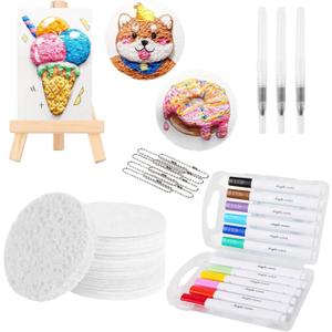 2Pack ZRW Magic Puffy Paint,Magic Foam Texture Painting,3D Drawing Mag-ic Canvas Sponge,DIY Bubble Drawing Pens Art Supplies (Round)