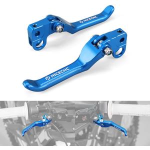 NICECNC Brake Levers Foldable Clutch Levers Front Rear Compatible with Surron Light bee X/S/ L1E Compatible with Segway X160 X260, 6061 Aluminum CNC Adjustable Handle Brake Lever, Blue