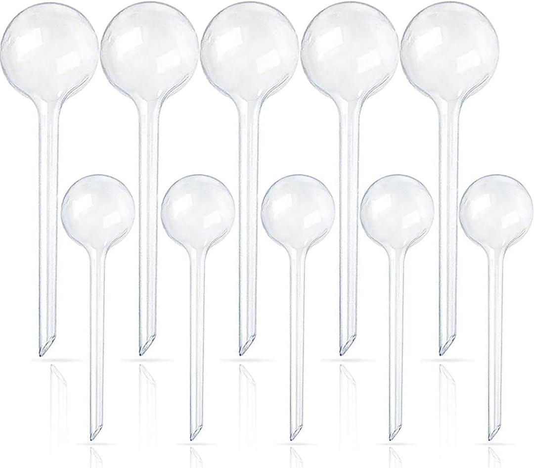 10 Pcs Clear Plant Watering Globes,Plastic Self-Watering Bulbs,Flower Automatic Watering Device,Garden Waterer for Plant Indoor Outdoor (5 Large+5 Small)