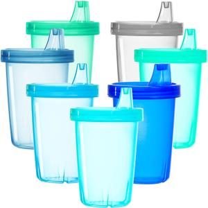 Youngever 7 Pack Kids Sippy Cups, Sippy Cups for Infant, Kids, Toddler, 7 Coastal Colors Sippy Cups