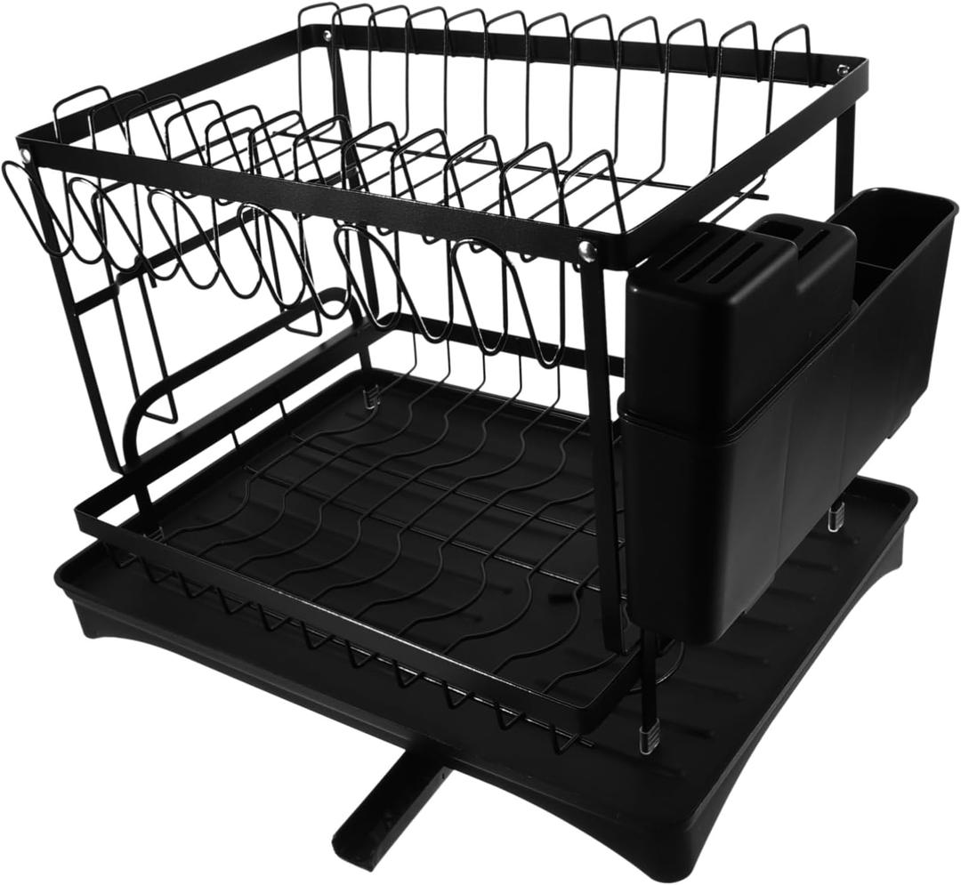 Unomor 1Set Multifunctional Dish Drying Rack with Cutting Board Holder and Chopstick Organizer Includes Drip Tray for Kitchen Counter Stylish Design Easy to Clean and