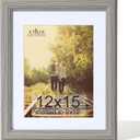 KTKDE 12x15 Picture Frame,Display Pictures 9 x12 with Mat or 12x15 Without, Tempered Glass,15 by 12 Gray Wooden Frame Wall Gallery Poster Frame best gift