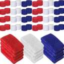 Leyndo 72 Pcs Wrist Sweatbands Bulk for Kids Field Day Cotton Terry Sweat Bands Sports Fan Wristbands Kids for Summer Camp Student Football Team Competition Party (Red, White, Navy Blue)