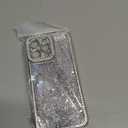 FABSPARK Case for iPhone 15 Pro Max,Glitter Crystal Diamond Rhinestones Sequin Shiny Bling Sparkly Glossy Luxury Electroplated Case,Aesthetic Cute Full Protection for iPhone 15 Pro Max,Silver